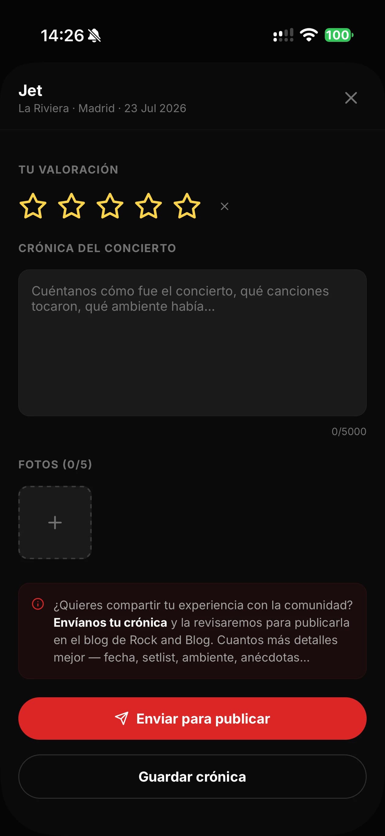 Live Passport: historial de conciertos en RockForge